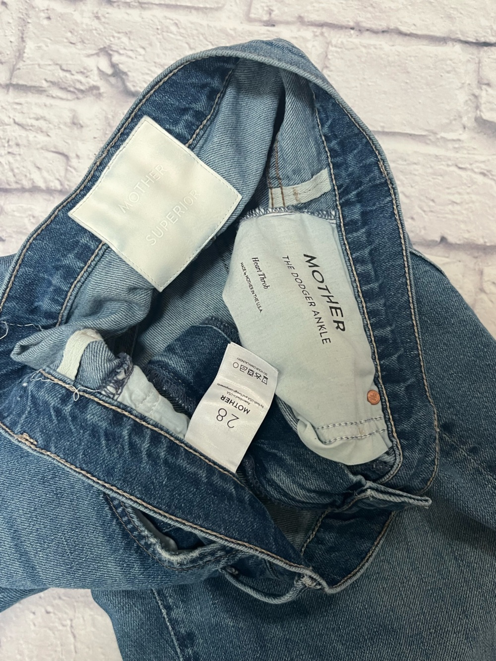 Mother Superior denim the dodger ankle heart throb Wide Leg Blue Jeans 28 - Picture 2 of 8